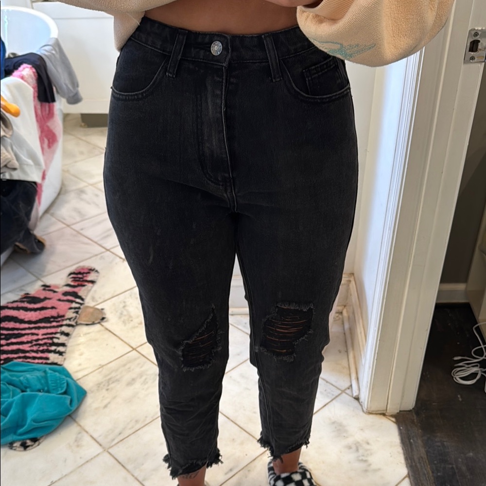 Women's Black Distressed Jeans